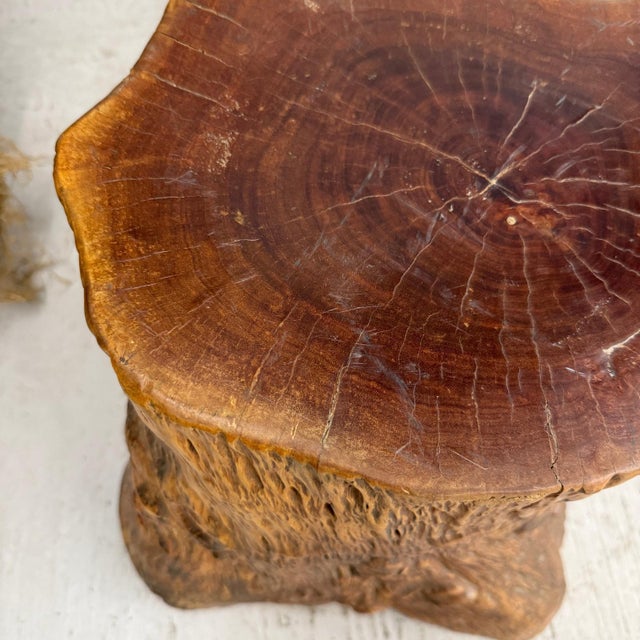 Wood Large Reclaimed Free-Form Tree Trunk Side Pedestal Table For Sale - Image 7 of 9