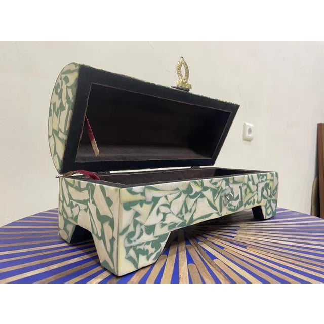 Avocado Handmade Wooden Box With Metal and Resin–Unique Decorative Storage Chest for Jewelry & Keepsakes For Sale - Image 8 of 8