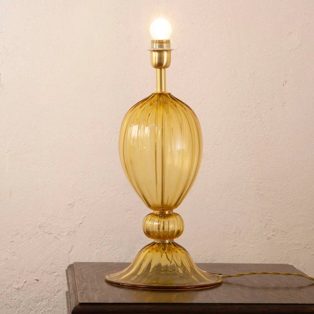 Boho Chic Amber Murano Glass Table Lamp in the style of Mazzega, 1990s For Sale - Image 3 of 12
