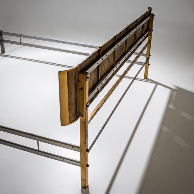 Metal Bed With Brass Headboard by Luciano Frigerio, Italy, 1970s For Sale - Image 7 of 11