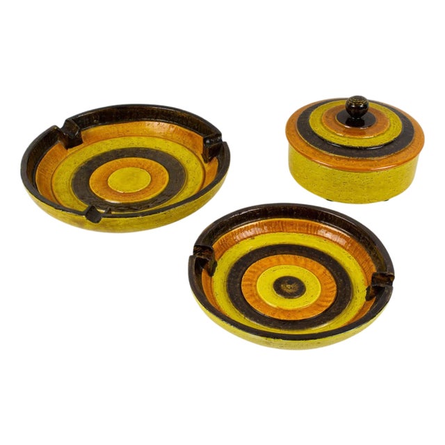 Bitossi for Rosenthal Netter Ceramic Box, Bowls Vide Poche, 3 pc, circa 1960 For Sale