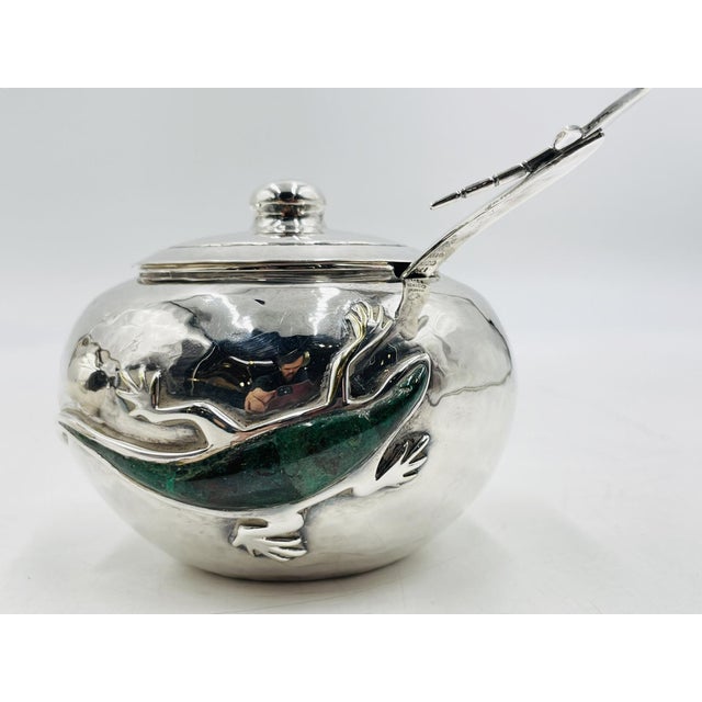 1980s Malachite Lizard Creamer & Sugar Set by Emilia Castillo for Los Castillo, Mexico For Sale - Image 12 of 18