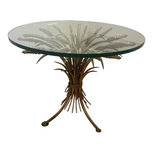 Mid 20th Century Italian Sheaf of Wheat Side Table- Made in Italy Tags