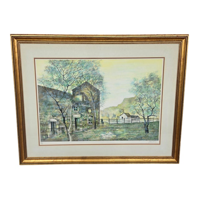 Antonio Rivera Signed Limited Edition Lithograph Pastoral European Landscape For Sale