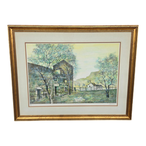 Antonio Rivera Signed Limited Edition Lithograph Pastoral European Landscape