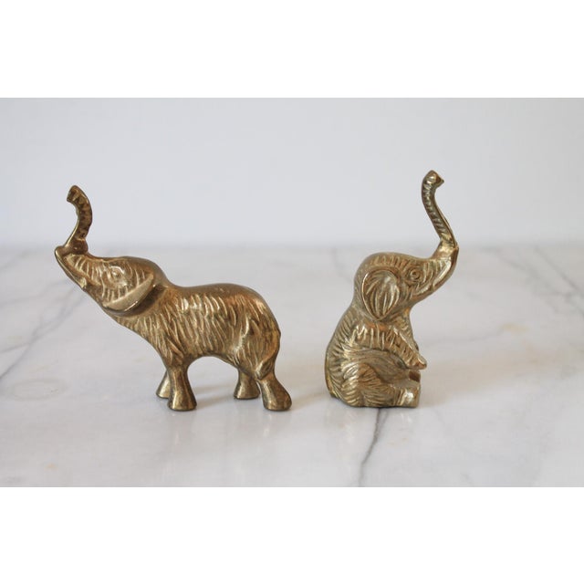 Mid-Century Modern Vintage Brass Elephant Figurines For Sale - Image 3 of 9