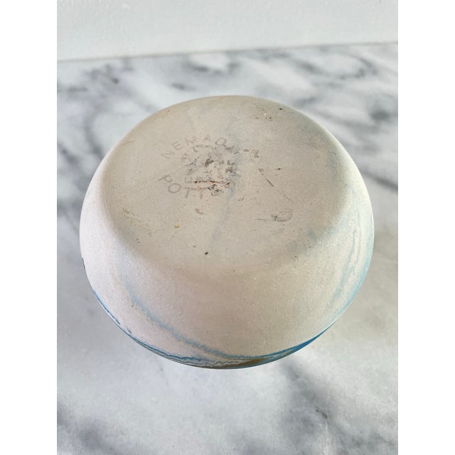 Late 20th Century Vintage Nemadji Blue Swirl Ceramic Pot For Sale - Image 5 of 7