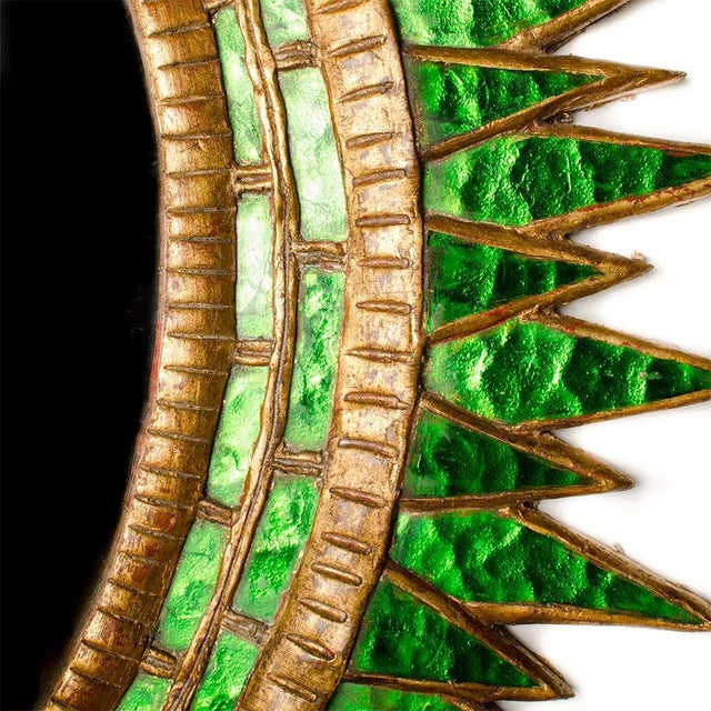 Contemporary Green Glass Convex Wall Mirror in the Manner of Line Vautrin For Sale - Image 3 of 8