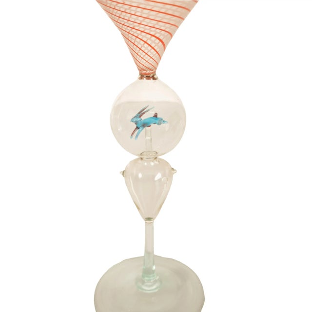 Red Antique Set 3 Handblown Martini Glasses Animals Bimini Werkstätte Austria 1925 For Sale - Image 8 of 15