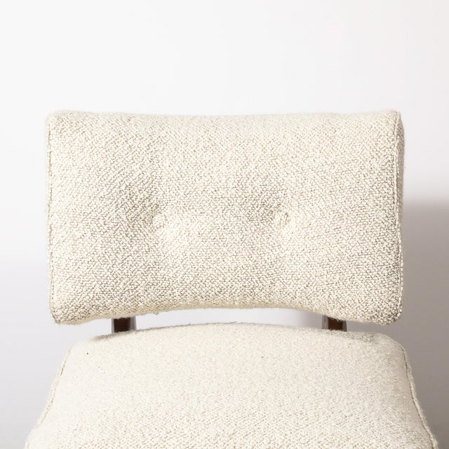 Wood Mid-Century Modernist Sculptural Oak Lounge Chairs in Off White Boucle For Sale - Image 7 of 17