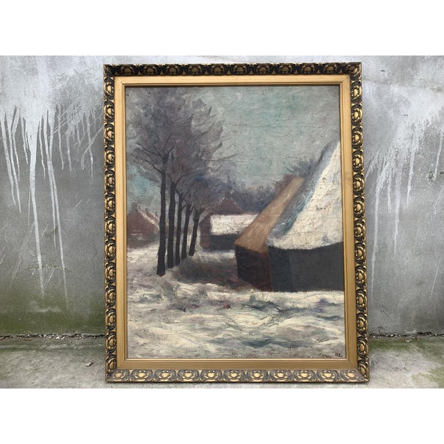 Textile J. Han, Winter Landscape, 1880, Oil on Canvas, Framed For Sale - Image 7 of 18