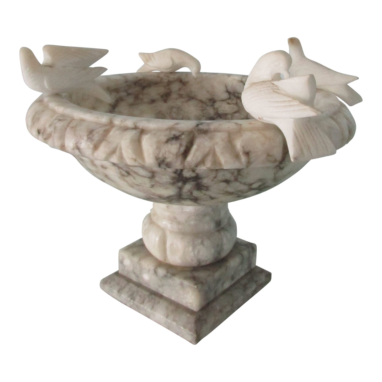 Alabaster Bird Bath With Doves Chairish