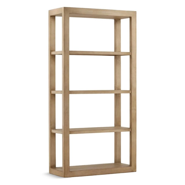 Simple contemporary salvaged pine wood bookcase/display shelf with light warm washed finish. Each may vary in wood tones,...