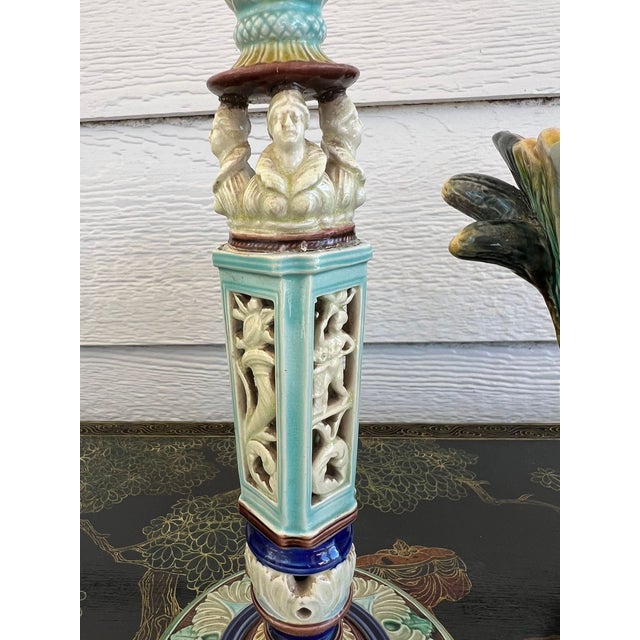 Antique English Wedgwood Majolica Candlestick Candle Holder Cinque Cento C1876 For Sale - Image 12 of 18