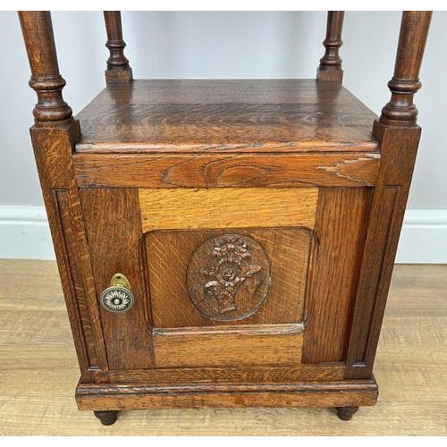 French Bedside Tables in Carved Oak with Marble Top, Set of 2 For Sale - Image 6 of 16