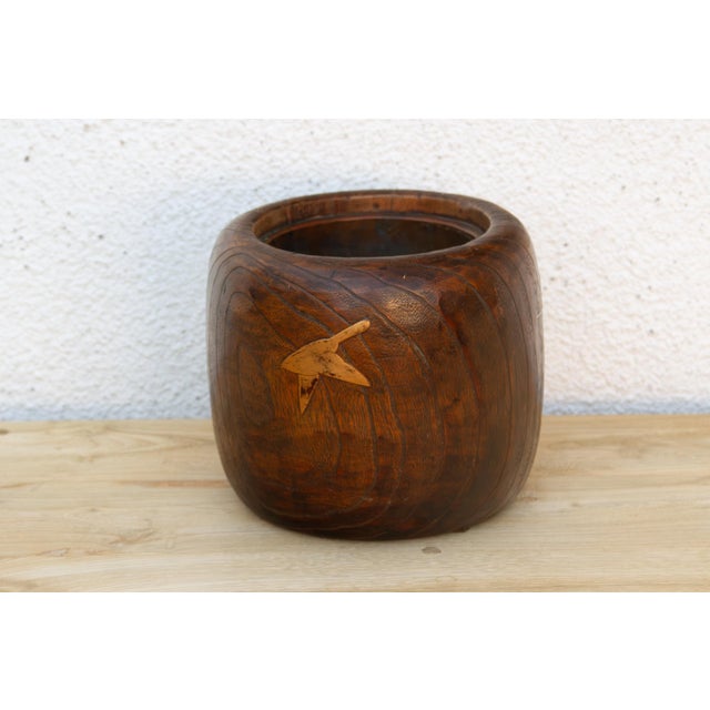 19th Century Bird & Blossom Inlay Japanese Hibachi Bowl For Sale - Image 5 of 9