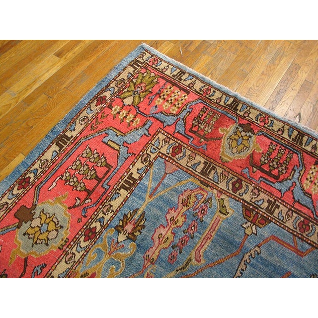 1880s Teal Blue Geometric Antique Central Asian Silk Khotan "Kashgar" Rug 9' X 13' Handknotted Wool Carpet For Sale - Image 9 of 13