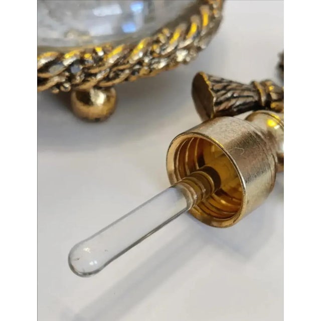 Glass Vintage Hollywood Regency Ormolu Rope Tassel Perfume Bottle For Sale - Image 7 of 12