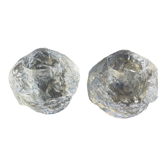 Vintage 1970's Kosta Boda Snowball Candleholders -Set of 2 For Sale