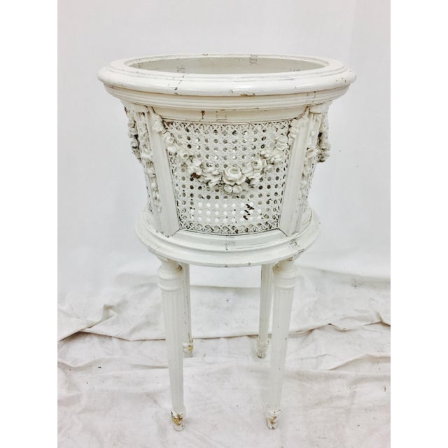 Antique French Cane & Wood Planter Stand Chairish