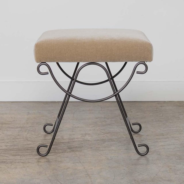 Panoplie Iron Loop Stool, Brown Mohair For Sale - Image 4 of 12