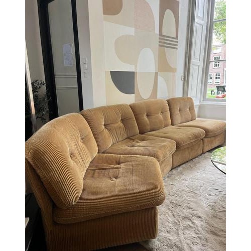 Modular Corduroy Sofa, 1970s, Set of 4 For Sale - Image 3 of 6
