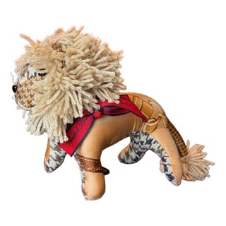 Ralph Lauren Houndstooth Vintage Silk Scarf Courageous Lion For Sale