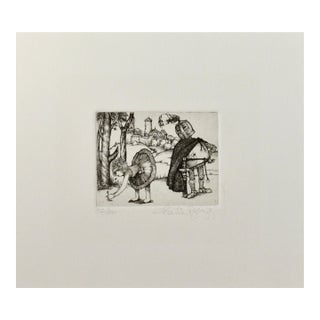 Charles Bragg Knight Looking At A Girl C. 1980 Reproduction Print For Sale