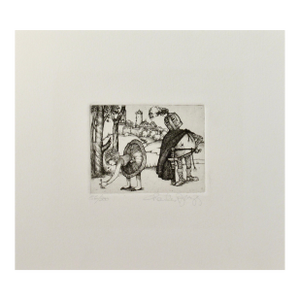 Charles Bragg Knight Looking At A Girl C. 1980 Reproduction Print
