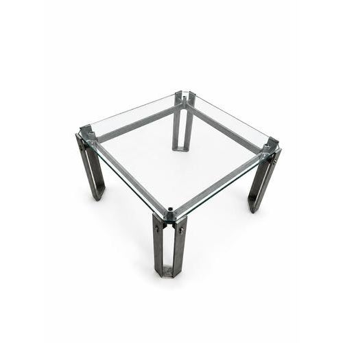 Brutalist Coffee Table in Metal and Glass, 1980s For Sale - Image 8 of 8