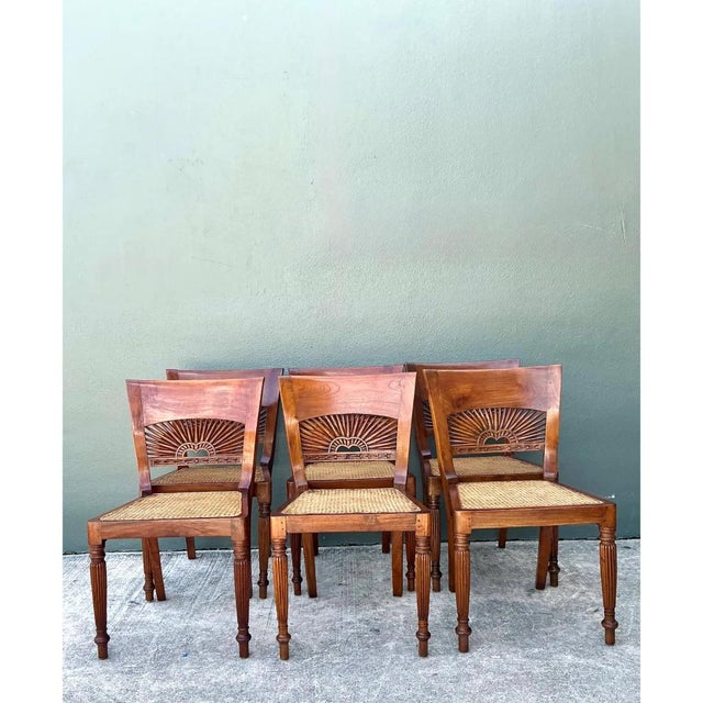 Brown Vintage Bauer Wood and Cane Dining Chairs - Set of 6 For Sale - Image 8 of 12