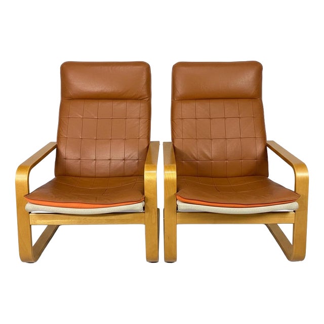 Vintage Nordic Leather Club Chairs, 1980, Set of 2 For Sale