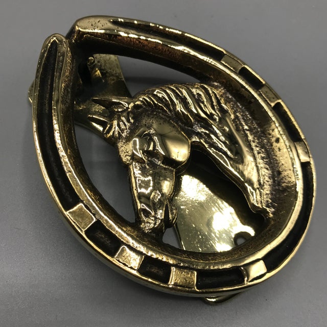 1930s English Equestrian Brass Door Knocker For Sale - Image 5 of 8