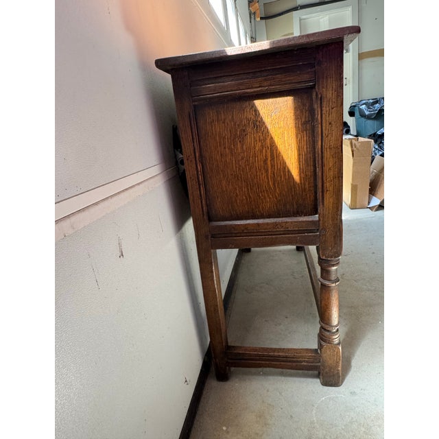 Brown Vintage Teeangee Ipswich England Carved Wood Side Cabinet For Sale - Image 8 of 13