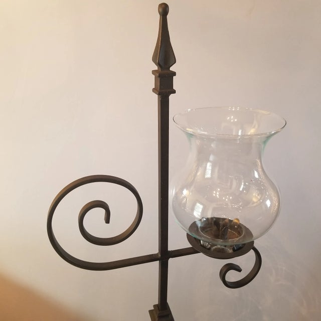 English Late 20th Century Wrought Iron Candle Stand For Sale - Image 3 of 6