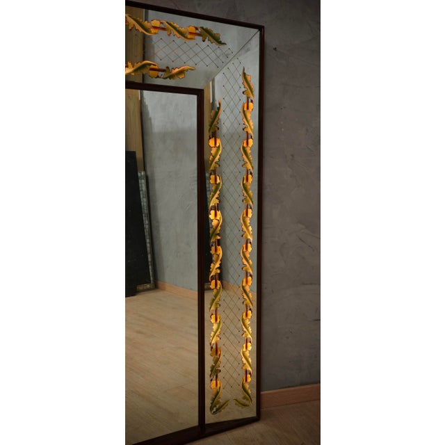 Walnut Wood and Mirrored Glass Wall Mirror by Luigi Brusotti, 1940s For Sale - Image 16 of 17