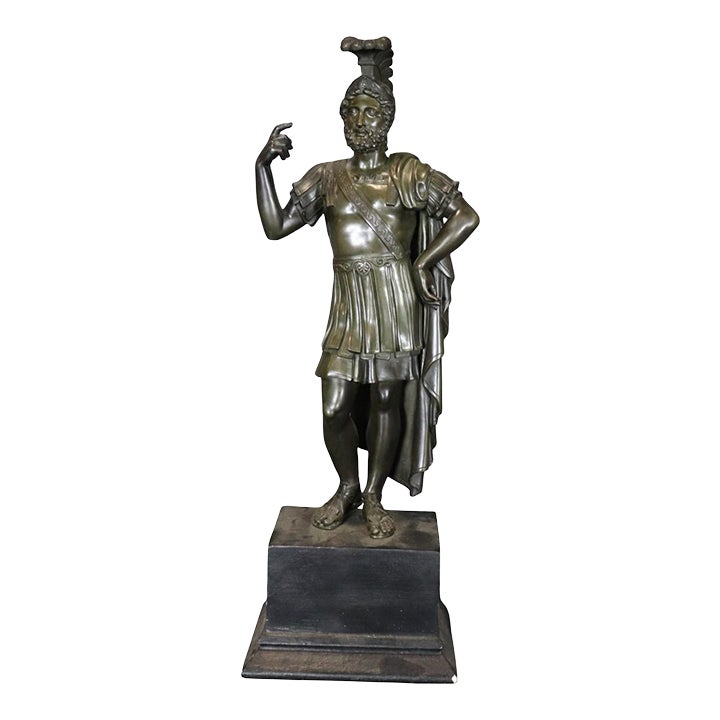 Very Intricate Cast Bronze Statue of a Roman Standing Proudly | Chairish