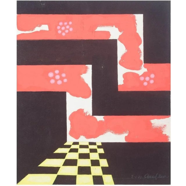 1970s Osmund Hansen, Abstract Composition, 1977, Gouache on Paper For Sale - Image 5 of 5