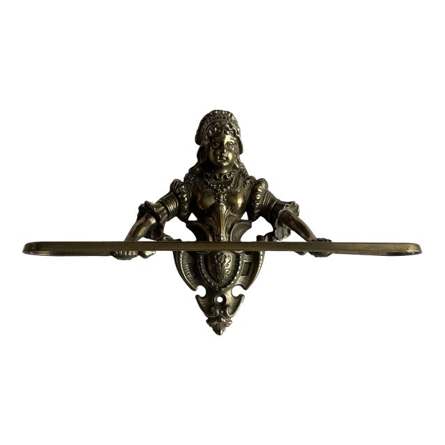 Victorian Brass Casting Figural Wall Mount Towel Bar For Sale