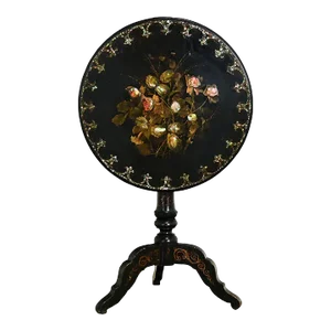 English 19th Century Ebonized Tilt-Top Tea Table