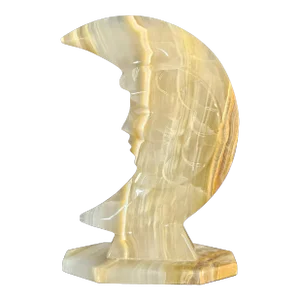 Man in the Moon Earthy Tones Solid Onyx Crescent Moon Figurine