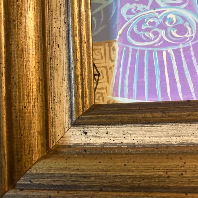 Original 9 x 12 painting on Masonite signed bottom left Overall size with vintage frame is 12.5 x 15.5.