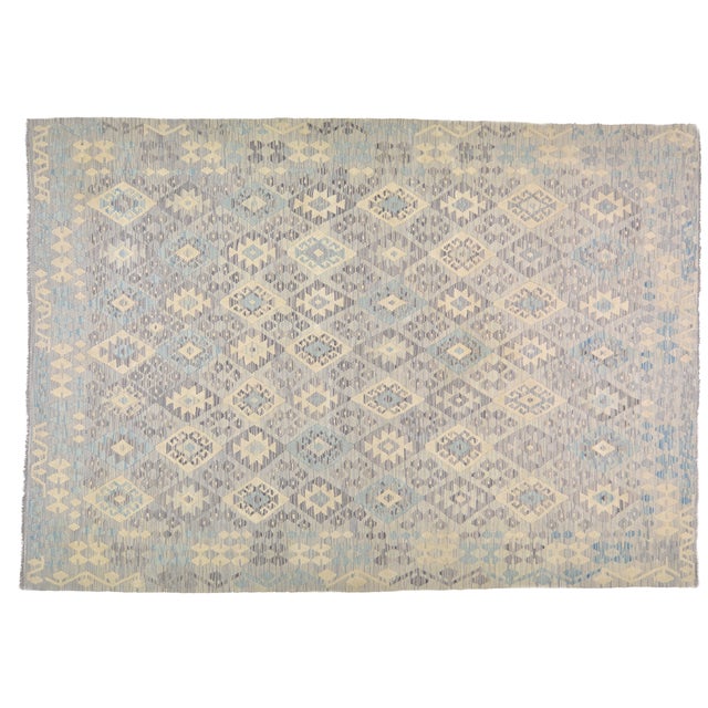 2000 - 2009 Afghan Hand Made Organic Wool Maimana Kilim,6'10"x9'6" For Sale - Image 5 of 5