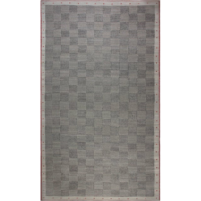 "Optique" Modern Oversized Flatweave Geometric Gray Rug by Doris Leslie Blau For Sale
