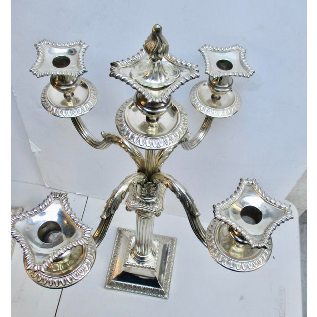 Grand-Scale Georgian Silver-Plate Candlabra 29" Tall - A Pair of 2 For Sale - Image 10 of 13