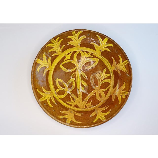 Brown Vintage Handmade Clay Bowl or Plate, 1930s For Sale - Image 8 of 17
