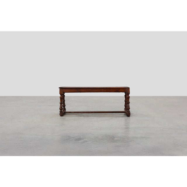 Rustic Antique English Oak Farmhouse Bench, United Kingdom, 1850s For Sale - Image 3 of 12