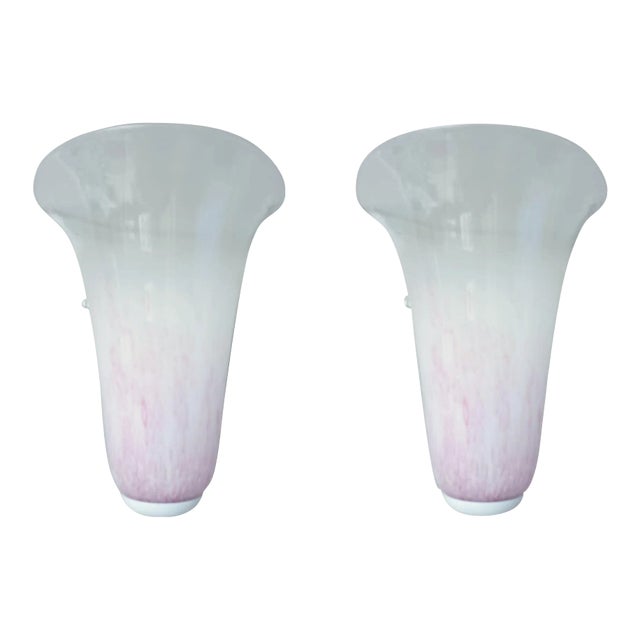1960s Pink Shield Sconces, a Pair For Sale
