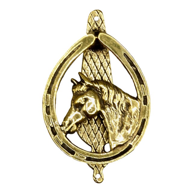 1930's English Brass Equestrian Door Knocker For Sale