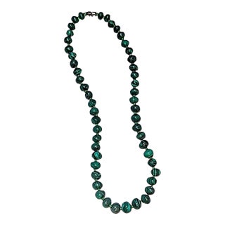 Vintage Malachite Necklace, 21" For Sale